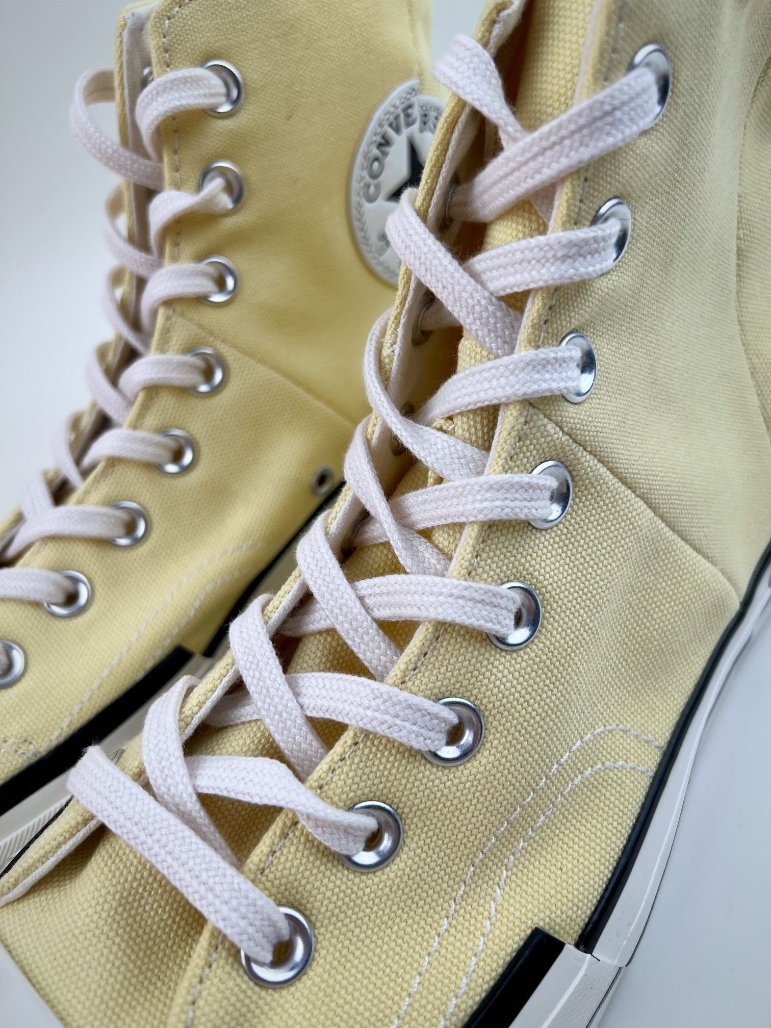 180 匡威Converse Chuck Taylor All Star 1970s High Plus"Light Yellow/White"帆布浅黄白不对称解构A00740C