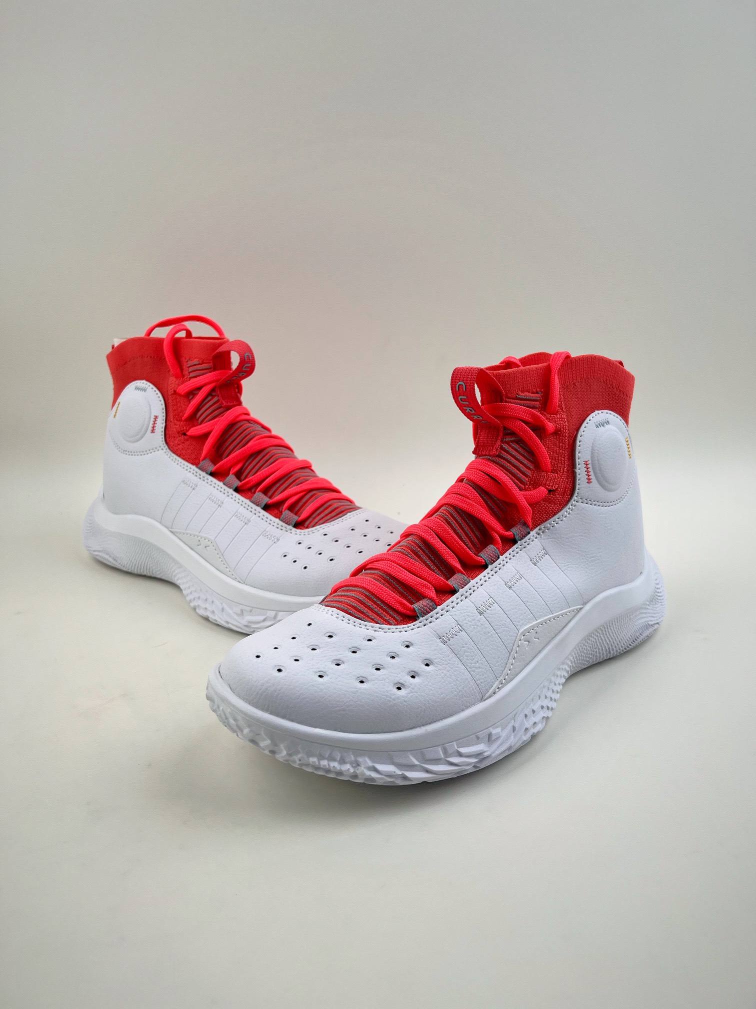 Under Armor Curry 4 Curry 4th generation Flotro actual combat basketball shoes white red 3024861-100