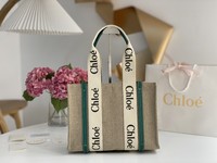 Chloe Handbags Tote Bags Apricot Color Black Green White Canvas Cotton Linen Woody Casual