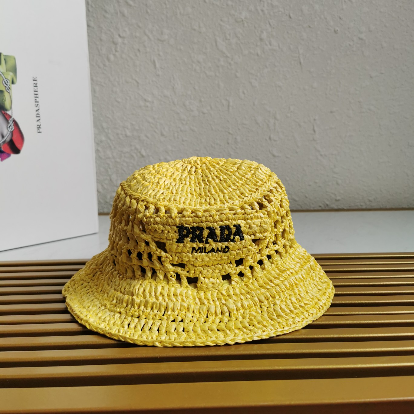 Prada 新品首发 2022夏季最新款1BC137拉菲草渔夫帽