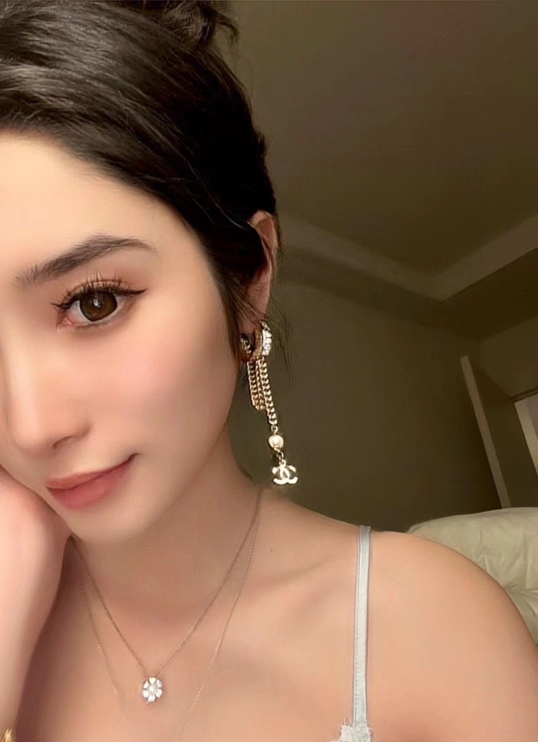 新款☑️CHANEL香奈儿双c流苏珍珠耳钉耳环