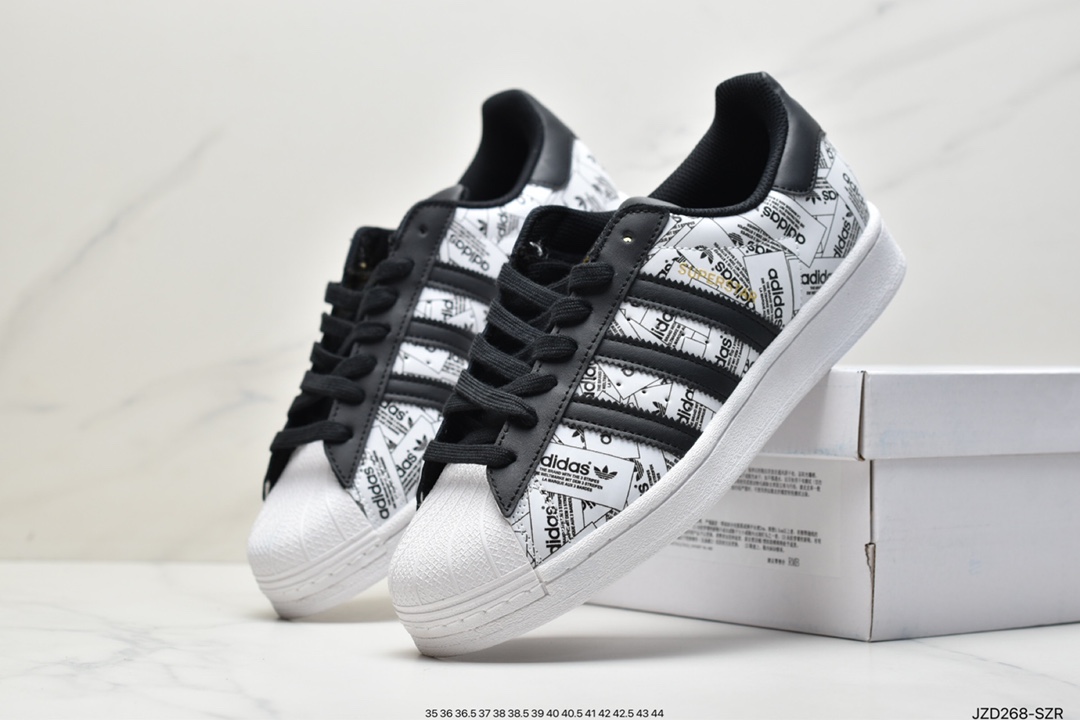 Adidas clover Originals Superstar ”Sail/Green/Lace” shell head series low-cut classic all-match casual sports sneakers 2020 improved all-around insole #correct 2020 version sole mold and scallop head cover Item number: FY9022 Size: 36 36.5 37 38 38.5 39 40 40.5 41 42 42.5 43 44 ID: JZD268-SZR