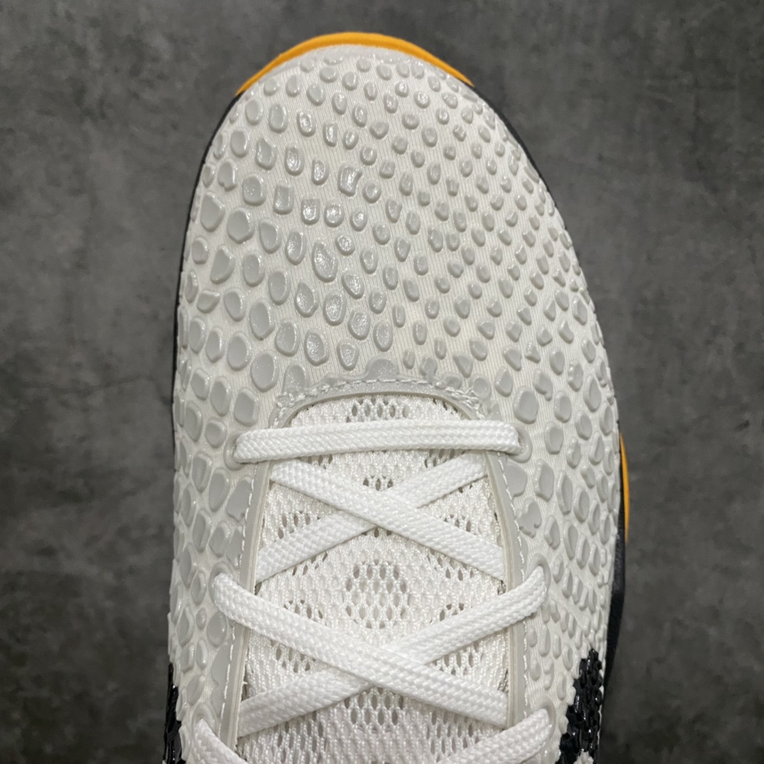 图片[5]-NK ZOOM KOBE 6 Protro White Del Sol S2纯原生产线 科比六代黑白黄季后赛首发出货 #Zoom Turbo气垫➕后掌EVA缓震 实战配置直接拉满 #原楦纸板开发 鞋身流线型、后跟塑形，区分土肥圆 #原档数据3D打印 鞋面蛇鳞一颗一粒匹配原版 #全身鞋材卡料色独家定制 唯一正确喷漆SWOOSH #NK专利Flyknit飞线科技，给予鞋身足够抗扭矩力 #真实底模最大47.5 实战利器 专供海外市场 尺码：40 40.5 41 42 42.5 43 44 44.5 45 46 47.5 （脚宽、脚胖 建议买大半码）-选品中心