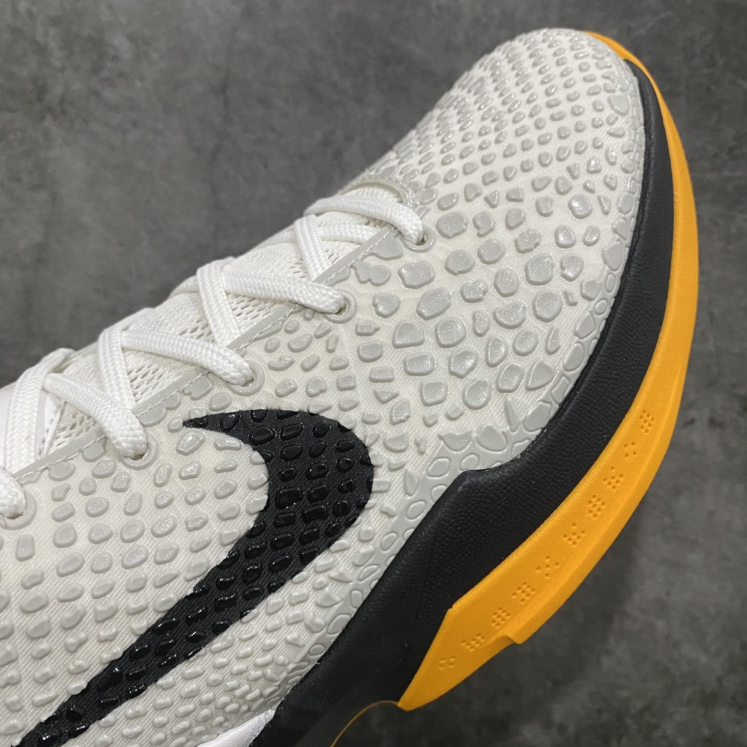 图片[6]-NK ZOOM KOBE 6 Protro White Del Sol S2纯原生产线 科比六代黑白黄季后赛首发出货 #Zoom Turbo气垫➕后掌EVA缓震 实战配置直接拉满 #原楦纸板开发 鞋身流线型、后跟塑形，区分土肥圆 #原档数据3D打印 鞋面蛇鳞一颗一粒匹配原版 #全身鞋材卡料色独家定制 唯一正确喷漆SWOOSH #NK专利Flyknit飞线科技，给予鞋身足够抗扭矩力 #真实底模最大47.5 实战利器 专供海外市场 尺码：40 40.5 41 42 42.5 43 44 44.5 45 46 47.5 （脚宽、脚胖 建议买大半码）-选品中心