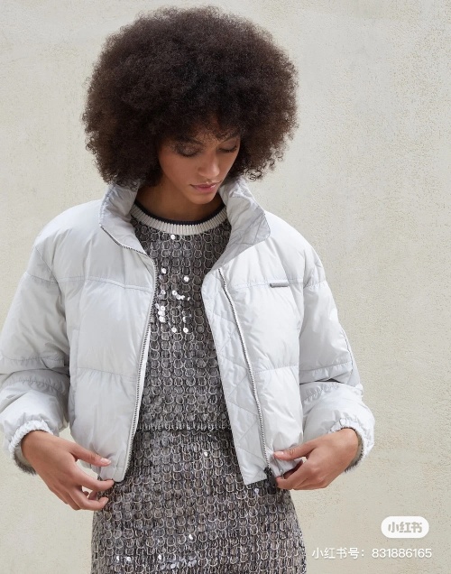 ZILIMARK BC Short Beaded Down Puffer Jacket, Water-Resistant Nylon Coat