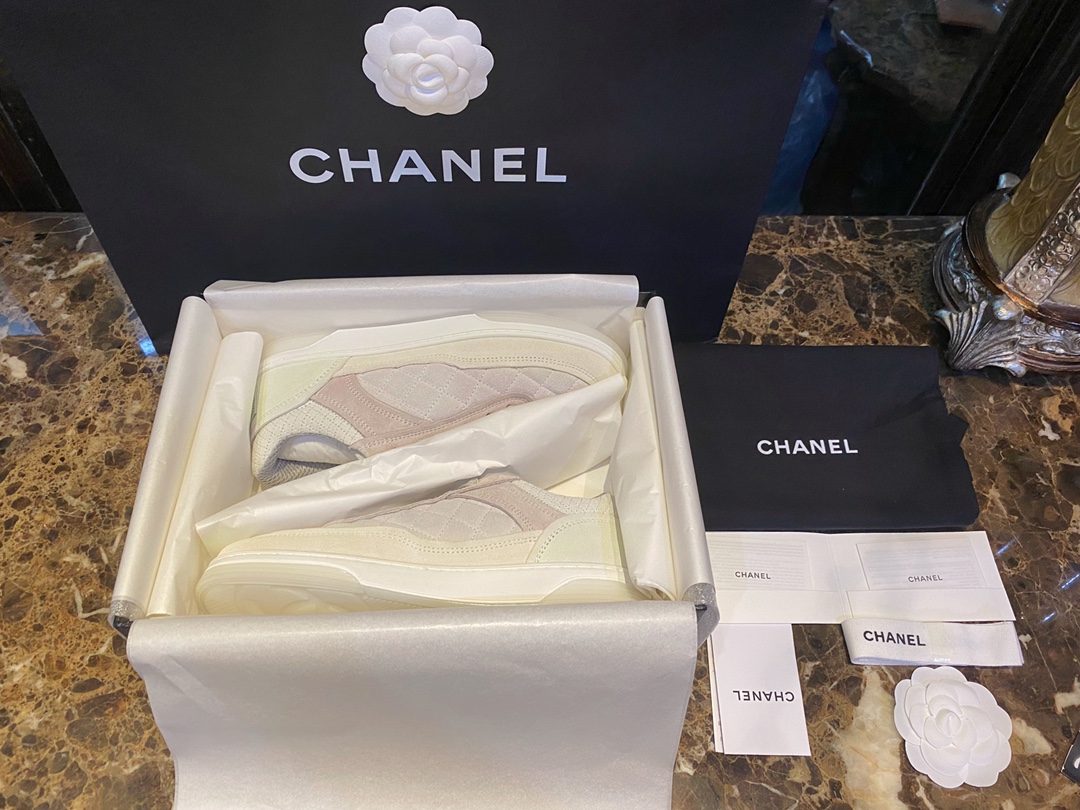 Chanel Shoes Sneakers Grey Pink Sweatpants