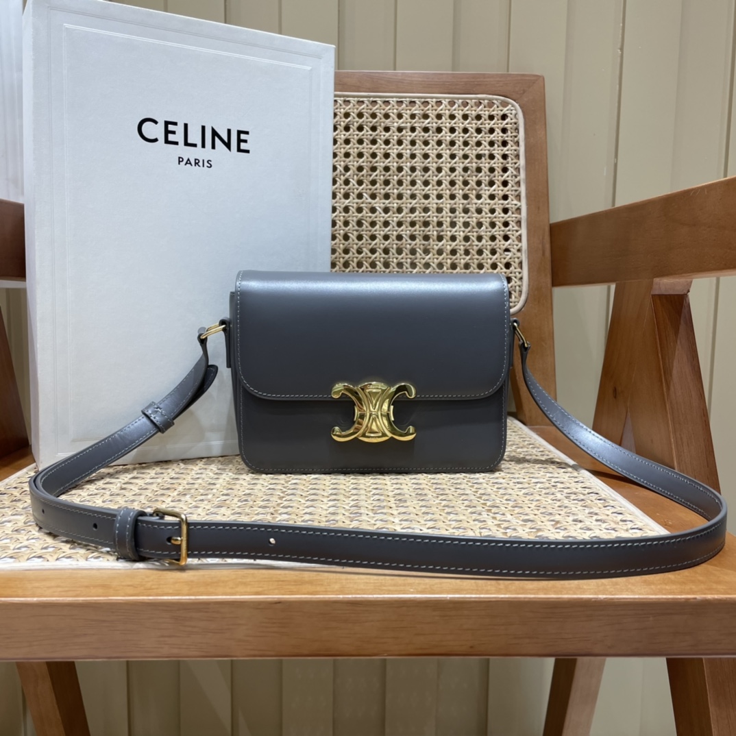 CELINE TEEN TRIOMPHE 18.5CM BAG 188423卵石灰色