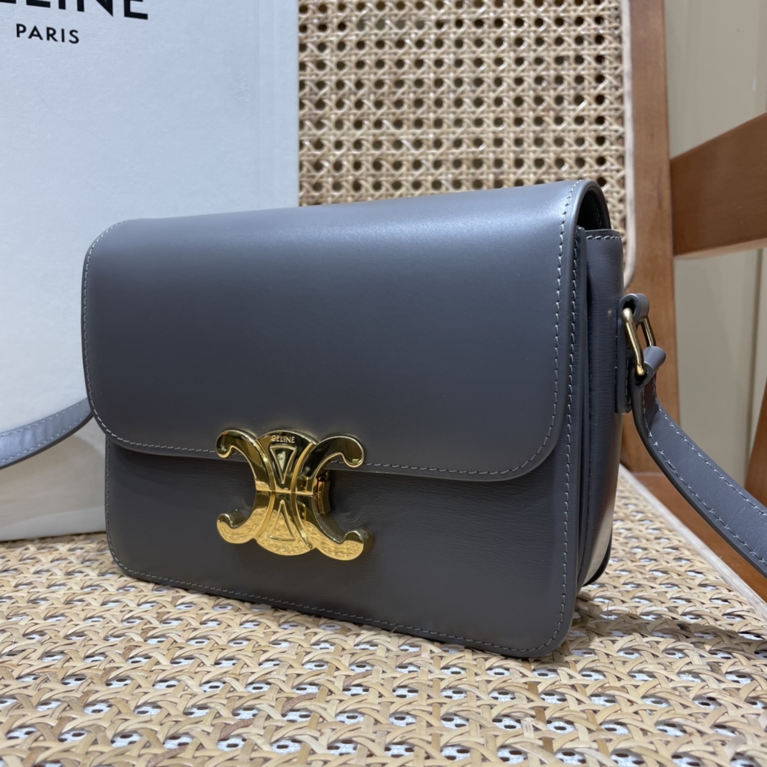 CELINE TEEN TRIOMPHE 18.5CM BAG 188423卵石灰色