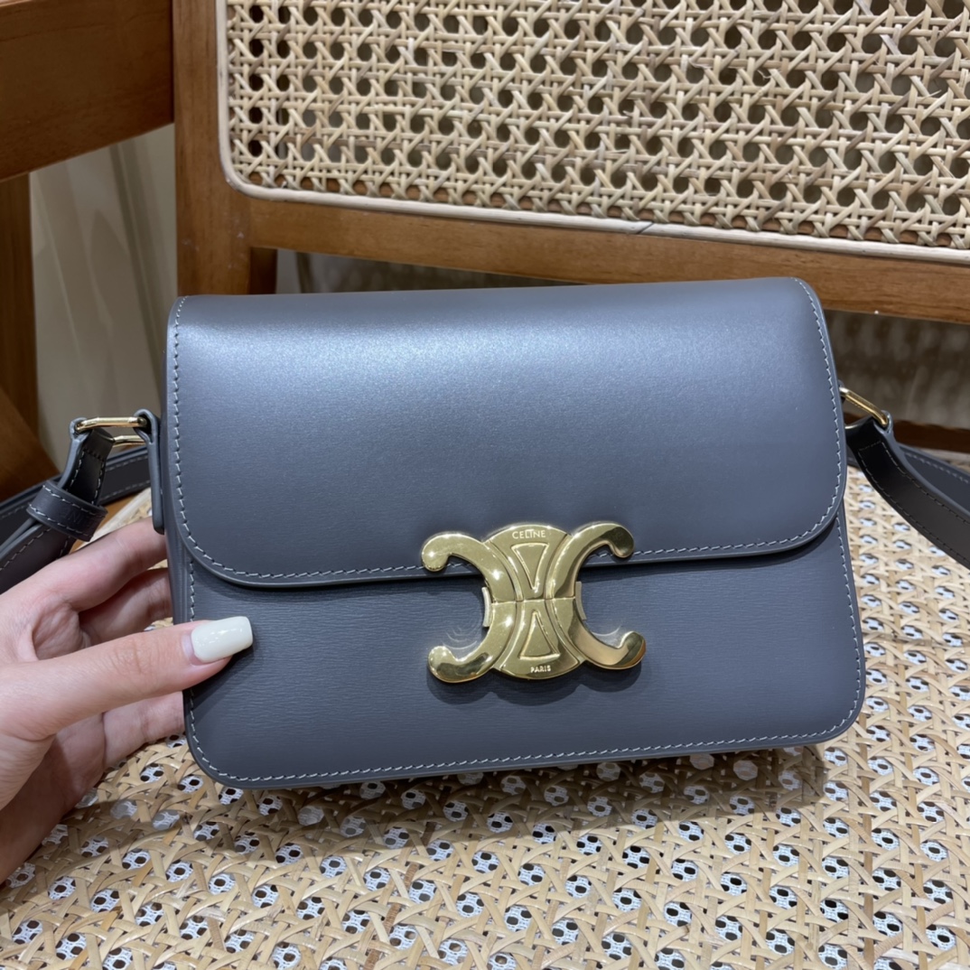 CELINE TEEN TRIOMPHE 18.5CM BAG 188423卵石灰色