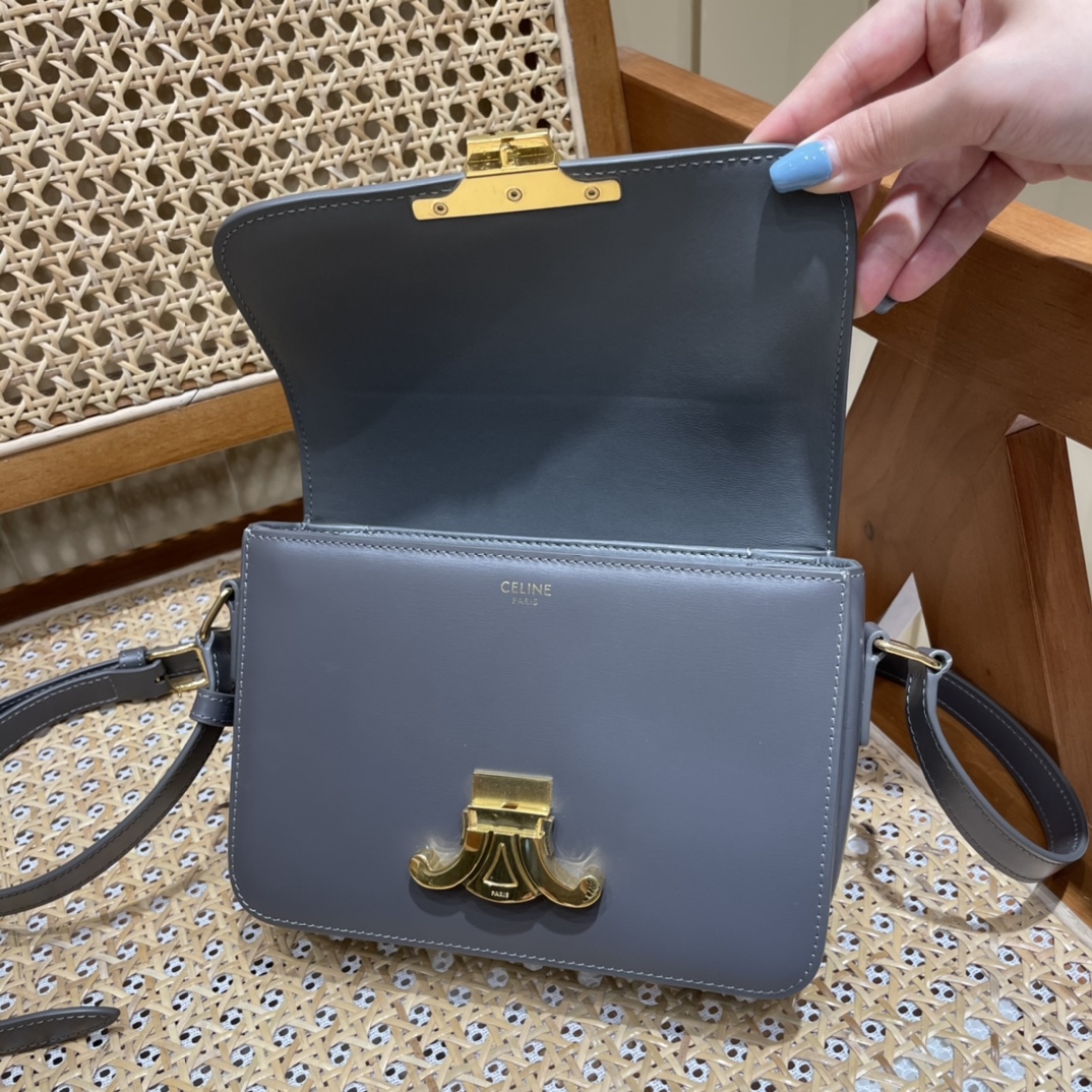 CELINE TEEN TRIOMPHE 18.5CM BAG 188423卵石灰色