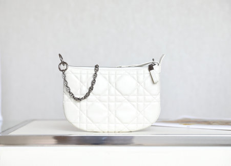 Dior Caro Bags Handbags White Cowhide Chains