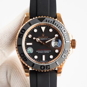 Rolex Yacht Master 1:1 Watch Blue Rose Gold Engraving Rubber Sweatpants 2836 Movement Strap