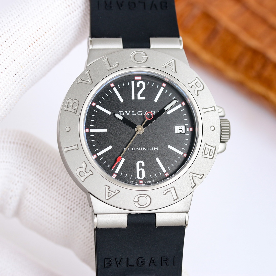 Bvlgari Watch Blue Unisex Frosted Rubber Mini Automatic Mechanical Movement