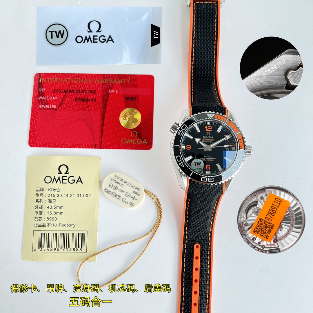 OMEGA Omega Seamaster Watch Copy AAA+
 Black Orange Polishing PVC Rubber Strap