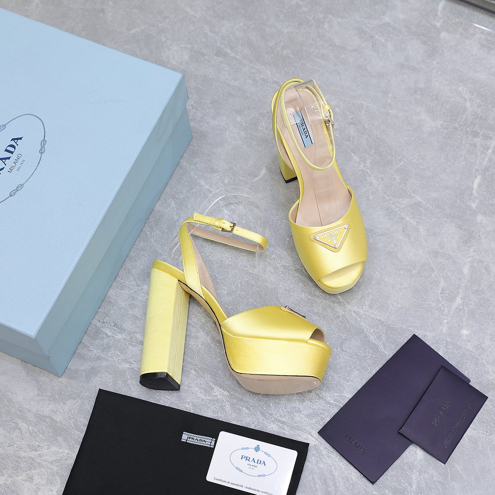 Prada Yellow Silk Platform Sandals with Ankle Strap & Block Heel 5 a1661862572254 4353