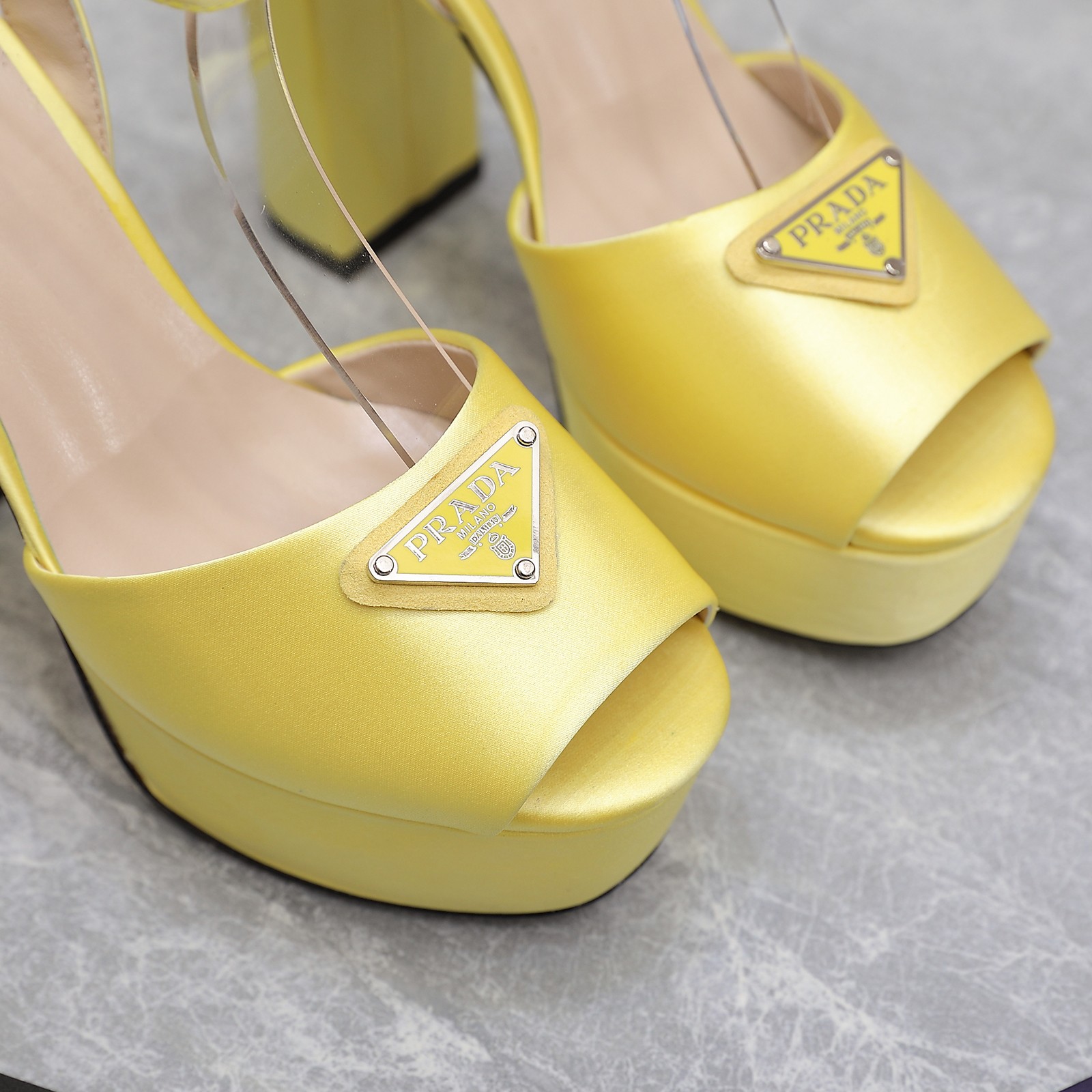Prada Yellow Silk Platform Sandals with Ankle Strap & Block Heel 7 a1661862572508 8376