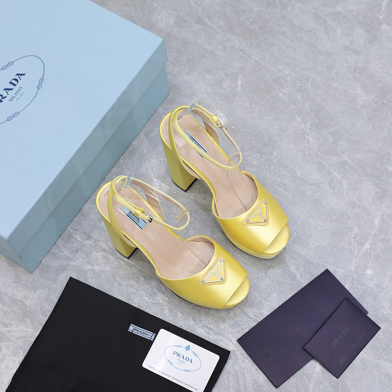 Prada Yellow Silk Platform Sandals with Ankle Strap & Block Heel 9 a1661862572848 6551