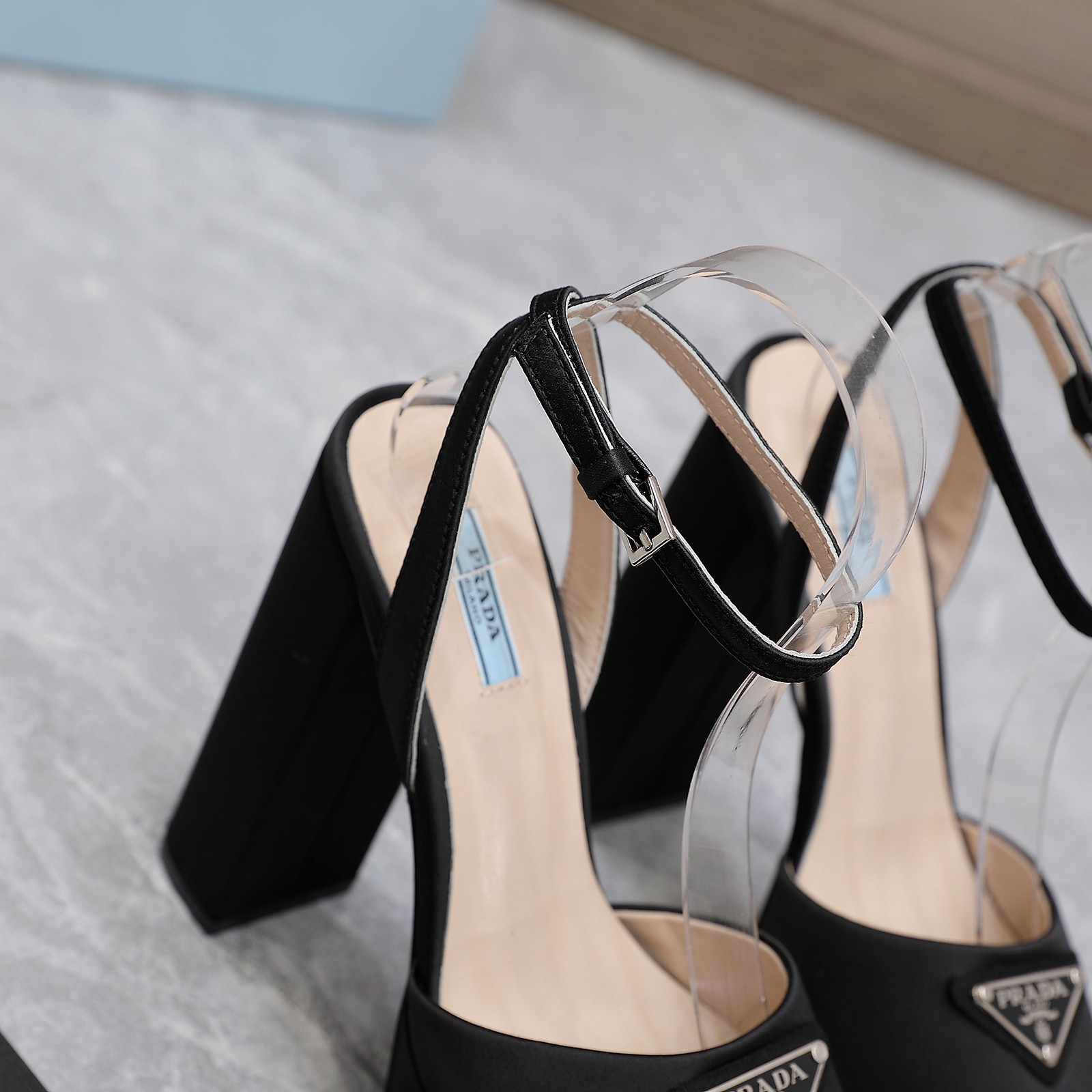 Prada Women's Platform Block Heel Sandals Silk Ankle Strap Open Toe Black 9 a1661862820898 6472
