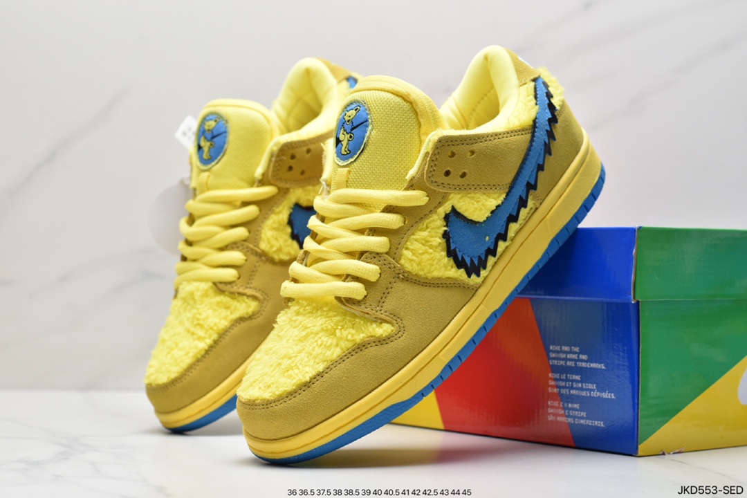 Grateful Dead x Nike SB Dunk Low QS ”Yellow Bear” dunk series low help ”bright yellow and blue dancing bear” CJ5378-700