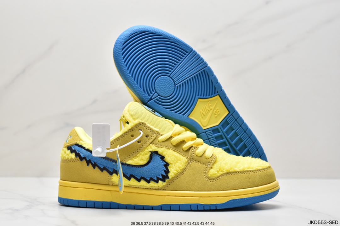 Grateful Dead x Nike SB Dunk Low QS ”Yellow Bear” dunk series low help ”bright yellow and blue dancing bear” CJ5378-700