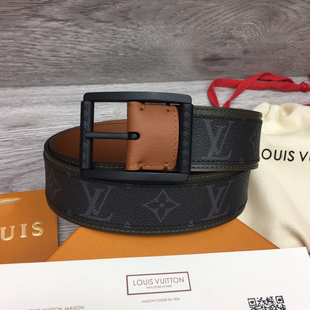 Louis Vuitton Belts Men Calfskin Canvas Cowhide