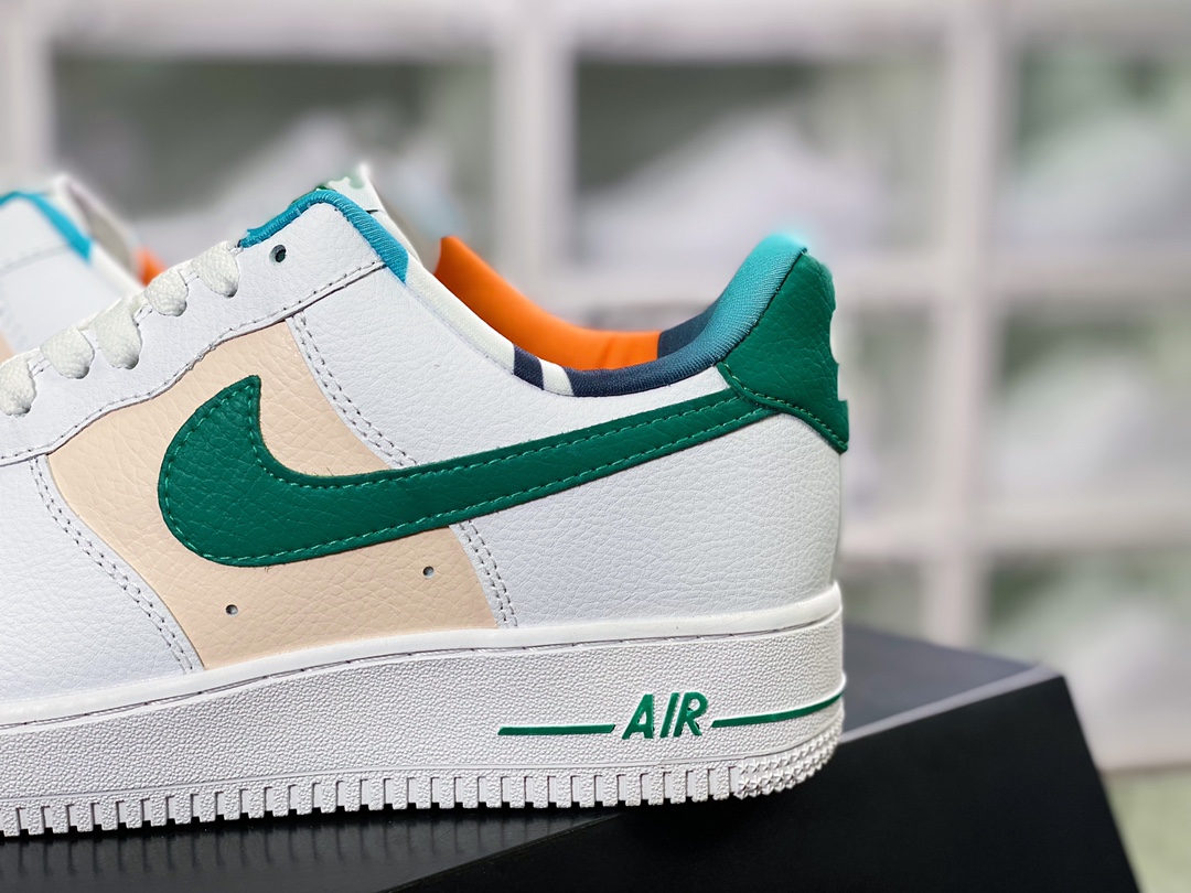 160  Air Force 1'07 LV8 Low”White Malachite”空军一号低帮经典百搭休闲运动板鞋“拼色黑米绿黑鸳鸯钩”DM0109-100