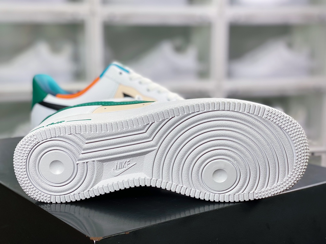 160  Air Force 1'07 LV8 Low”White Malachite”空军一号低帮经典百搭休闲运动板鞋“拼色黑米绿黑鸳鸯钩”DM0109-100