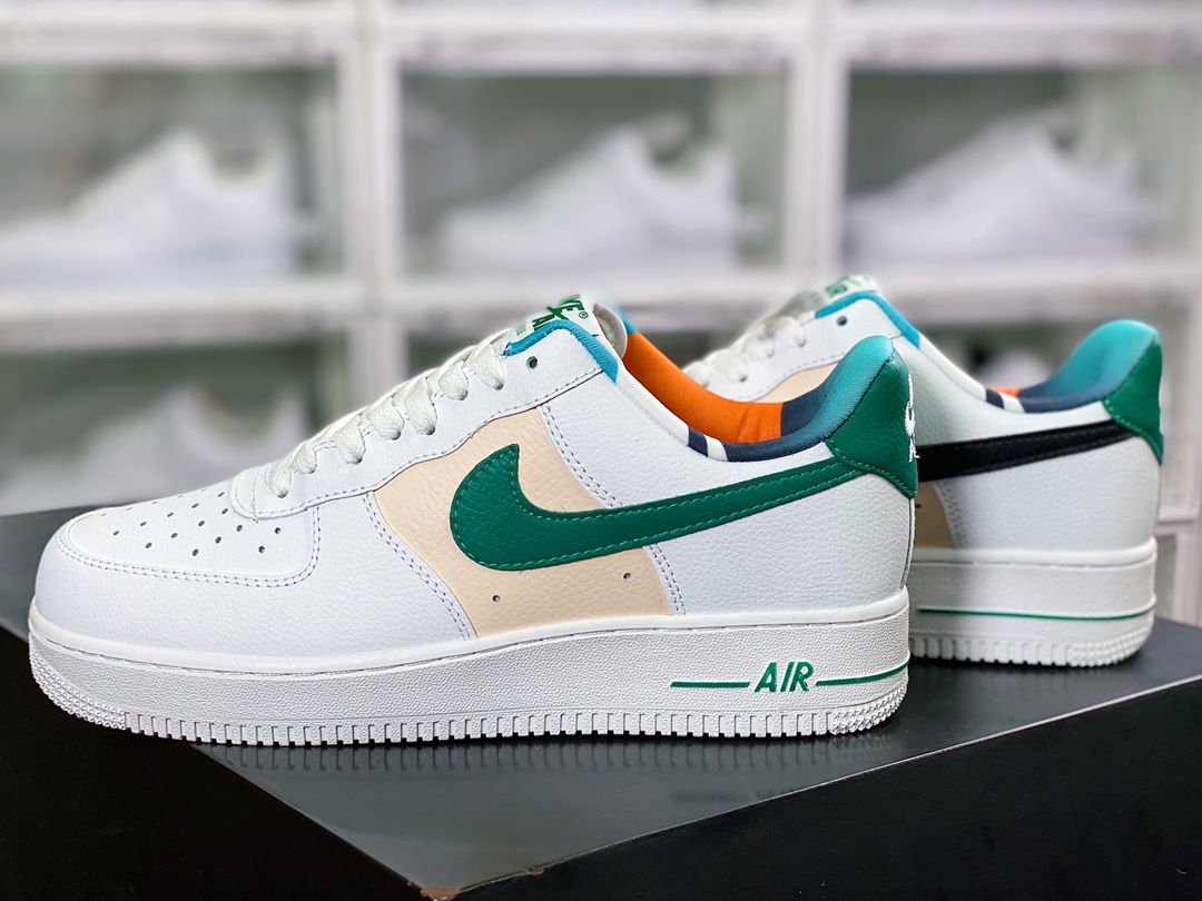 160  Air Force 1'07 LV8 Low”White Malachite”空军一号低帮经典百搭休闲运动板鞋“拼色黑米绿黑鸳鸯钩”DM0109-100