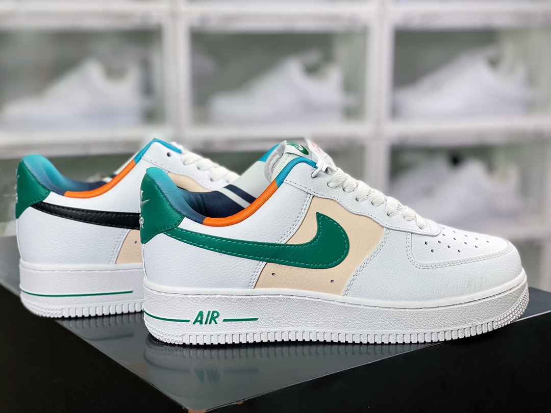 160  Air Force 1'07 LV8 Low”White Malachite”空军一号低帮经典百搭休闲运动板鞋“拼色黑米绿黑鸳鸯钩”DM0109-100