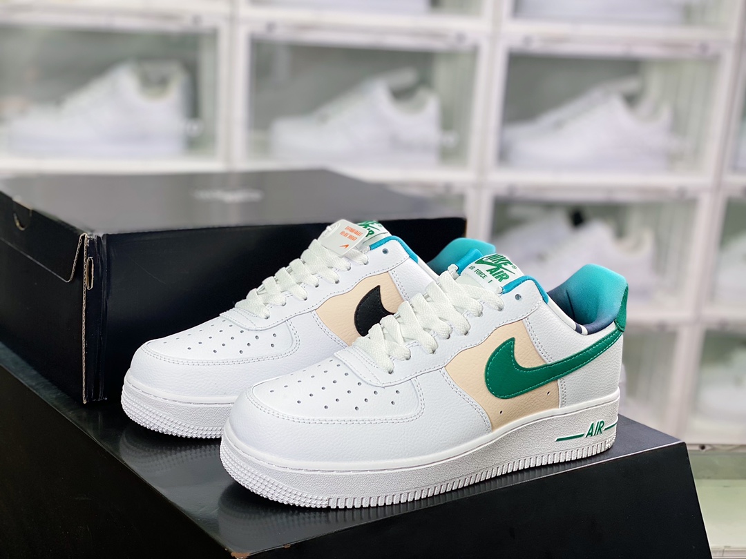 160  Air Force 1'07 LV8 Low”White Malachite”空军一号低帮经典百搭休闲运动板鞋“拼色黑米绿黑鸳鸯钩”DM0109-100