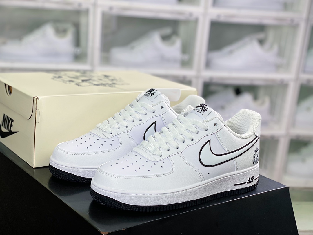 240 Air Force 1’07 Low”Gundam”空军一号经典低帮百搭休闲运动板鞋“皮革白黑高达印花”KK1256-657