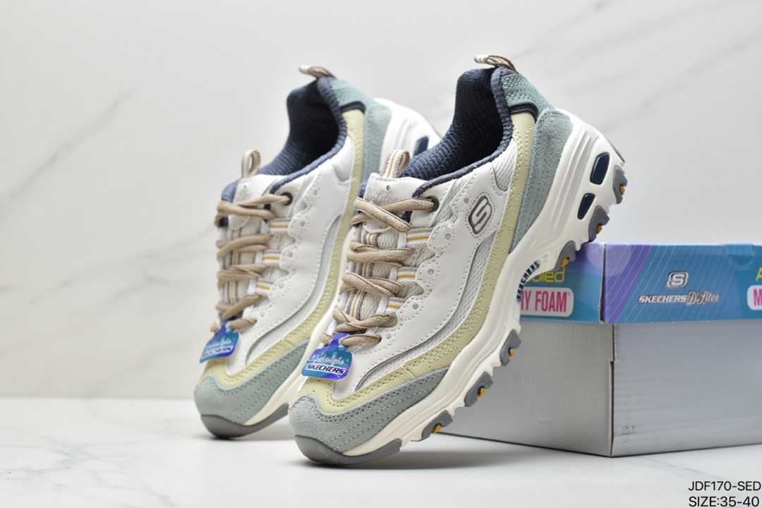 125 Skechers D”lites 1.0精英一代系列舒适熊猫老爹风厚底休闲运动复古慢跑鞋