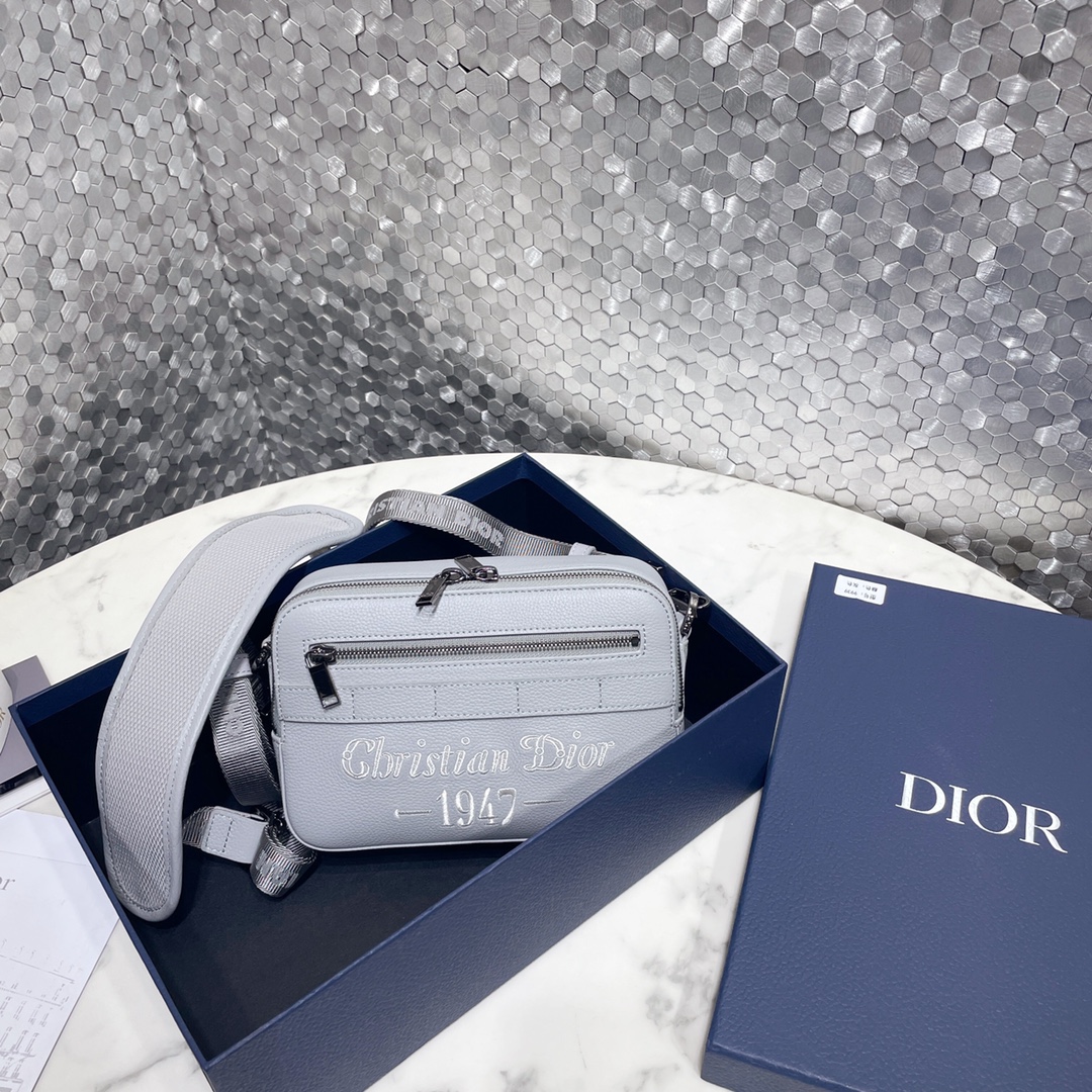 Dior Messenger Bags Grey Embroidery Cowhide 1947