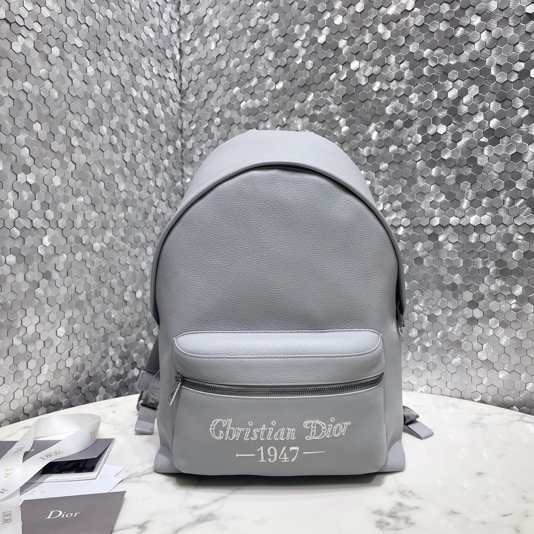 Dior Bags Backpack Grey Embroidery Cowhide 1947