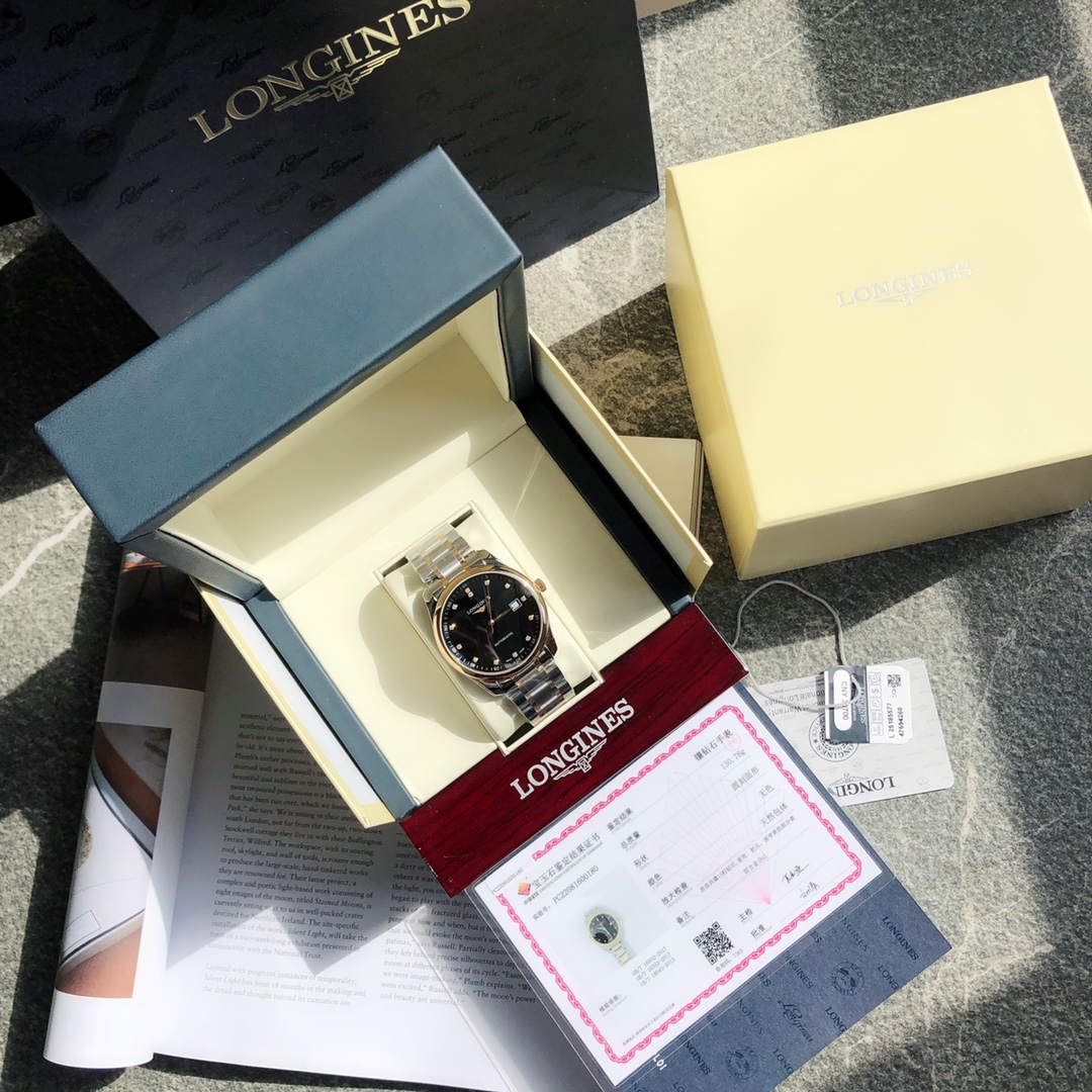 NO:143450,Batch of top-notch goods!  Longines’ “Famous Craftsman’s Real Gold and Real Diamond Model” is the “only” in the city that is made of genuine material real gold!  The golden parts of the watch head, handle and strap are made of real 18k gold wraps, and you will never worry about fading. The thickness of the gold wraps is clearly visible at the cross-section of the strap!  The original century-old classic, the ultra-thin design style presents the simple quality of the wearer's wrist. The watch diameter is 40mm, the three-fold safety clasp in the gold and press-type opening device, and the 