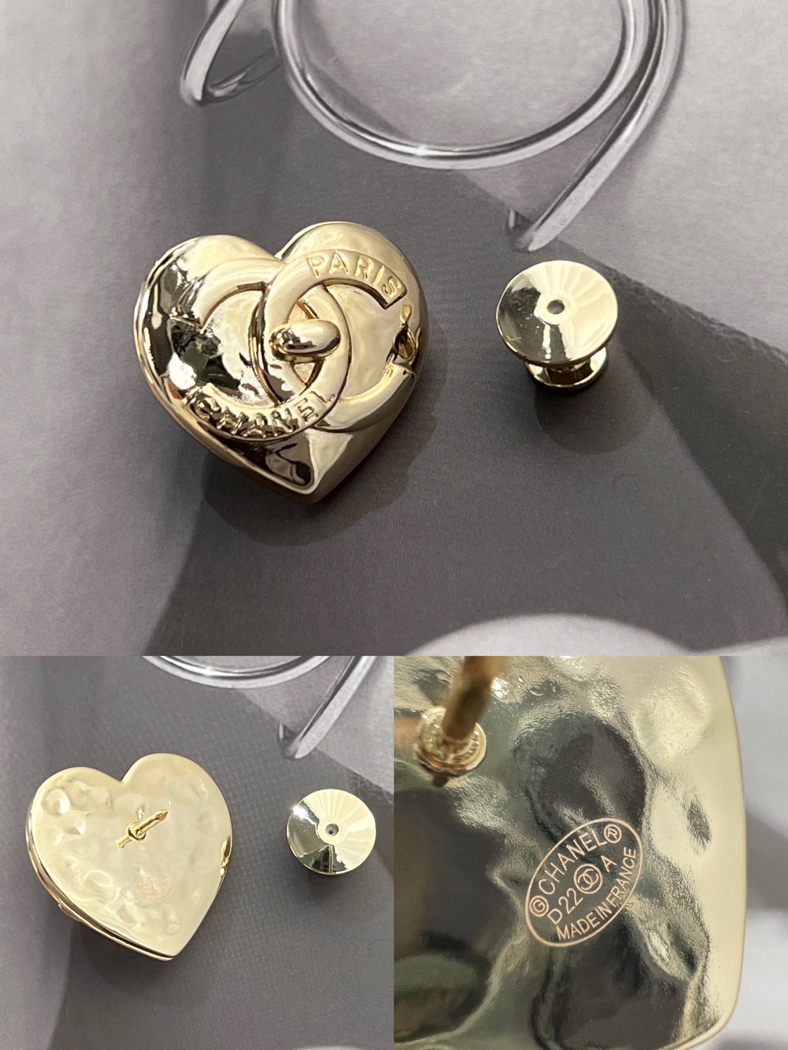 新款☑️CHANEL香奈儿金色双c桃心胸针