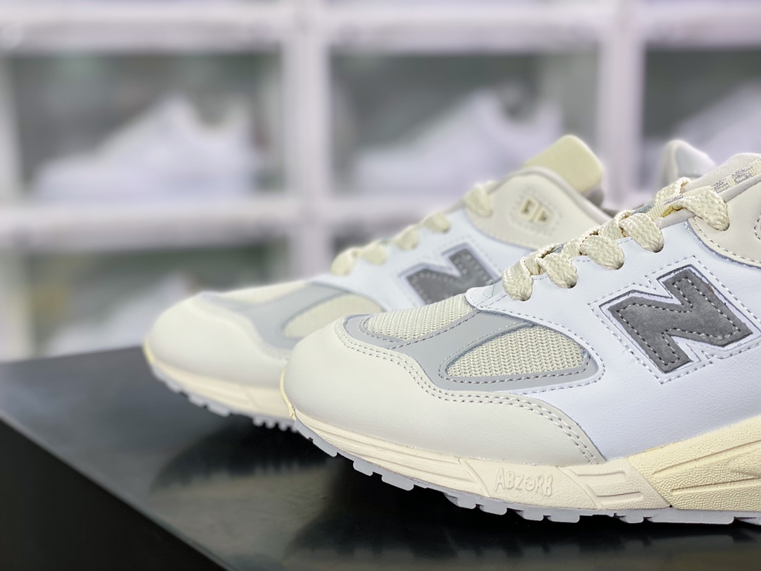 Made in USA 990V2 high-end American series classic retro casual sports jogging shoes ”leather milk white gray oxidation yellow” M990TC2