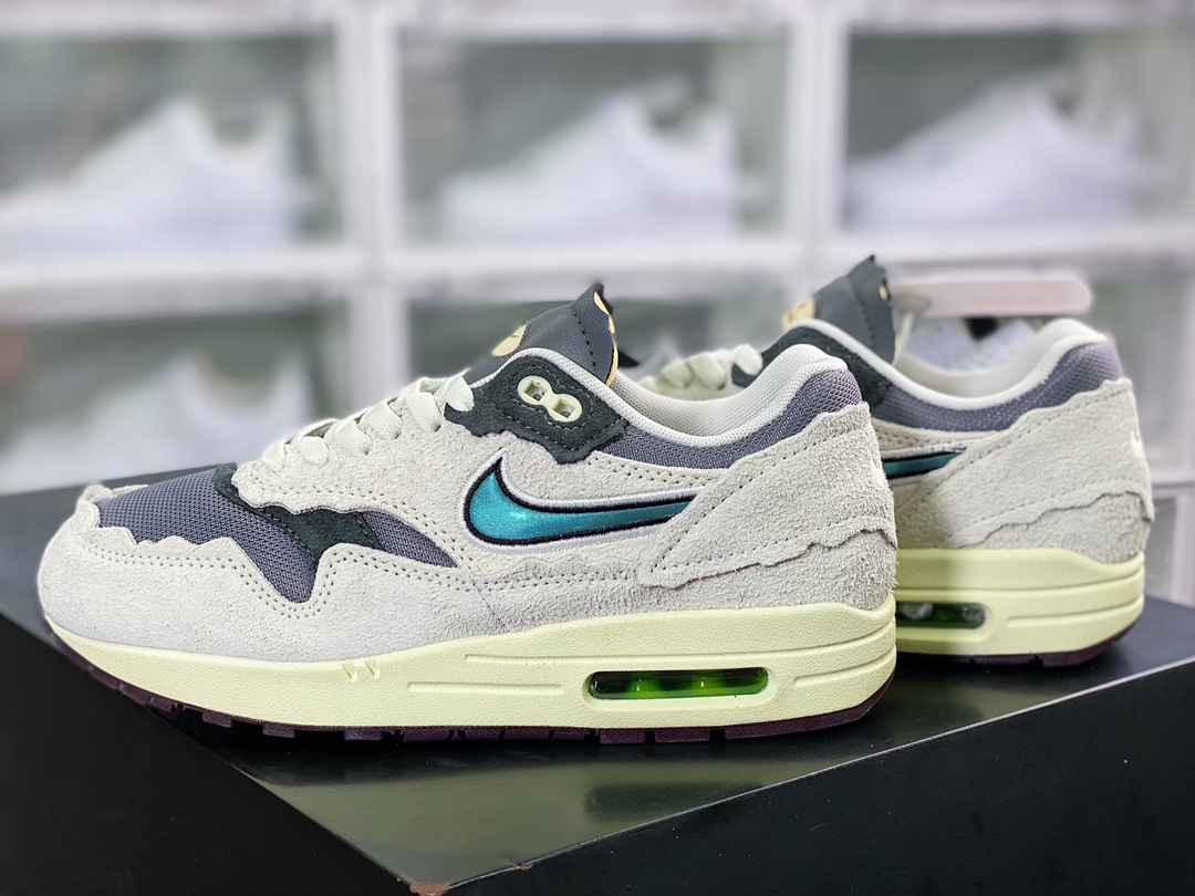 240 Air Max 1 PRM” Protection Pack”初代复古气垫百搭休闲运动慢跑鞋“麂皮云雨灰碎步解构”AH8145-001