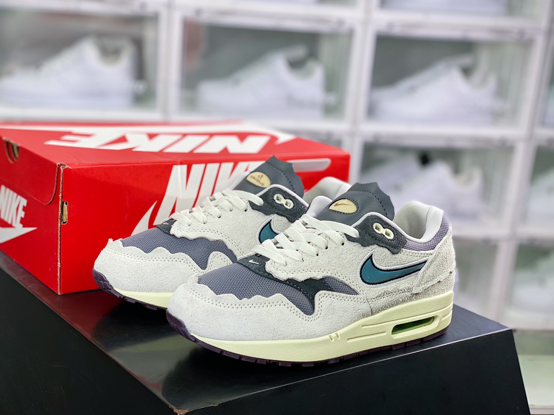 240 Air Max 1 PRM” Protection Pack”初代复古气垫百搭休闲运动慢跑鞋“麂皮云雨灰碎步解构”AH8145-001