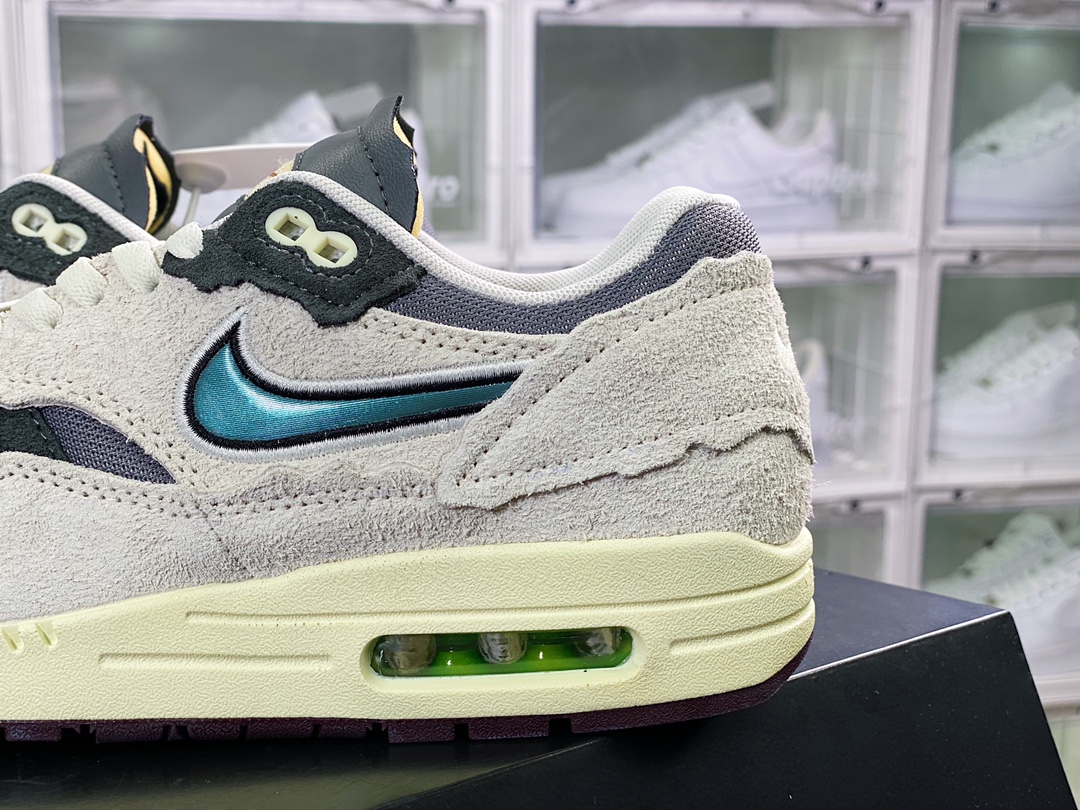 240 Air Max 1 PRM” Protection Pack”初代复古气垫百搭休闲运动慢跑鞋“麂皮云雨灰碎步解构”AH8145-001