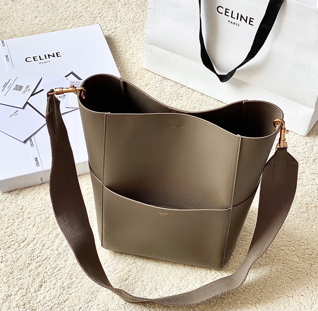 Celine Sangle Taschen Eimertaschen Lychemuster Rindsleder