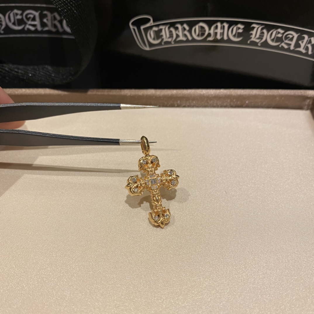 Gold-plated diamond-set customization, 22k real gold customization, necklace pendant