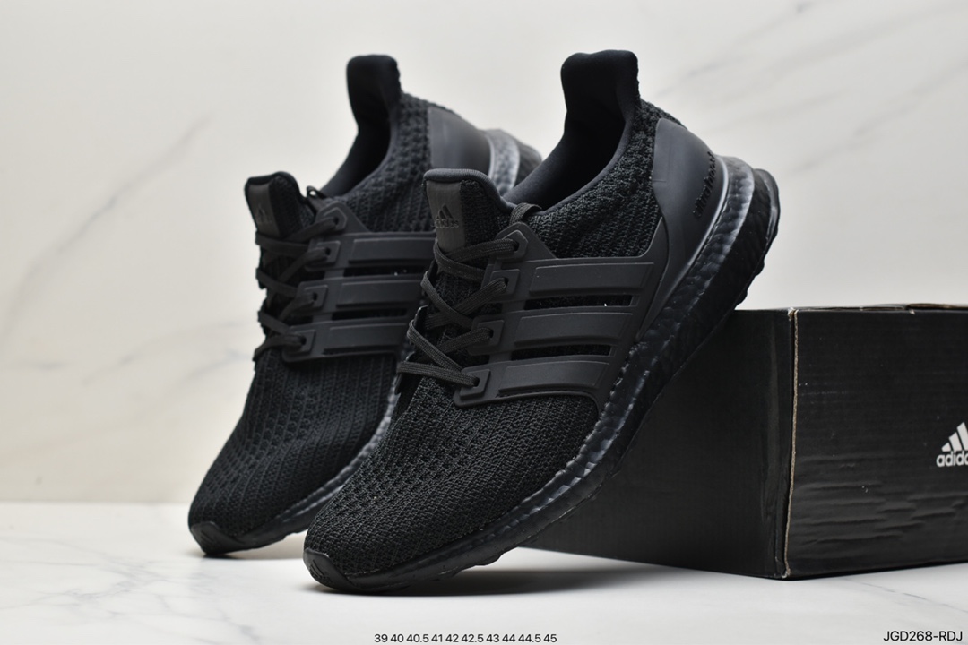 Adidas Ultra Boost UB 4.0 series full palm popcorn knit black stripe breathable running shoes BB6166