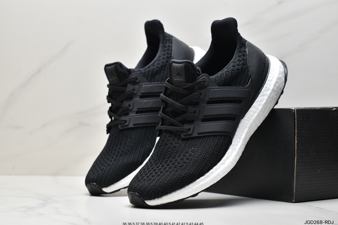 Adidas Ultra Boost UB 4.0 series full palm popcorn knit black stripe breathable running shoes BB6166