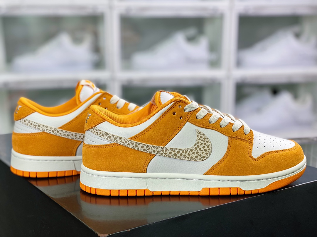 280 SB Dunk Low SE”Safari Swoosh”扣篮系列低帮休闲运动滑板板鞋“橙黄米白石斑纹钩子”DR0156-800