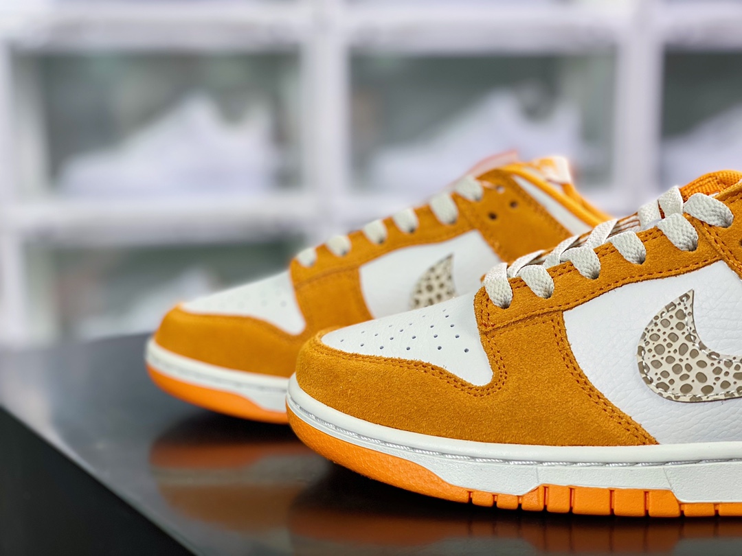 280 SB Dunk Low SE”Safari Swoosh”扣篮系列低帮休闲运动滑板板鞋“橙黄米白石斑纹钩子”DR0156-800