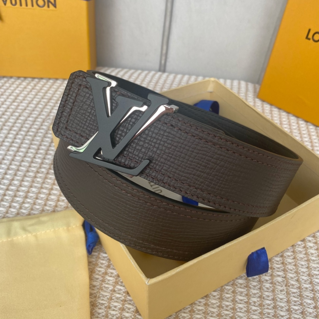 Louis Vuitton Fake
 Belts Black Chocolate color Gold Calfskin Cowhide