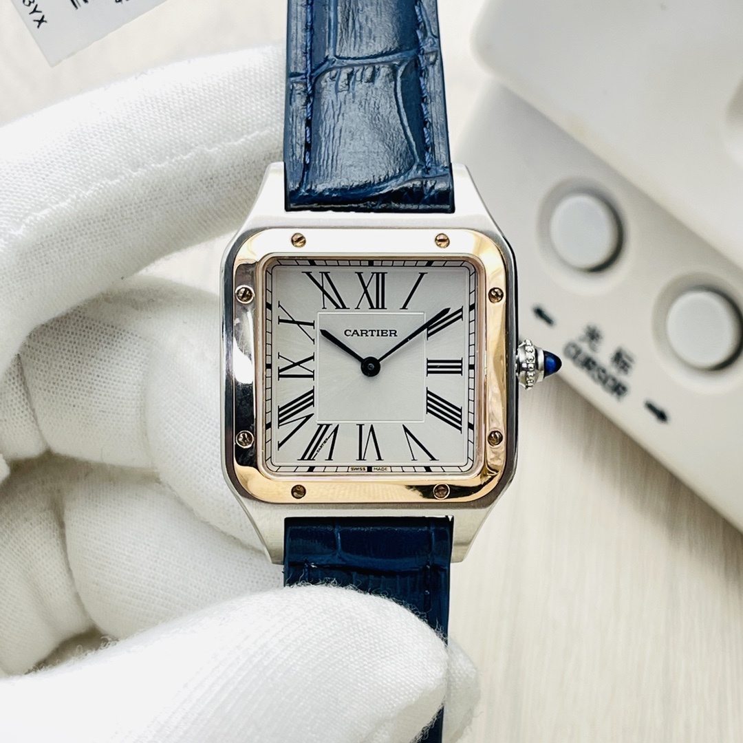 Cartier Reloj Azul Universal para hombres y mujeres Escarcha P01100