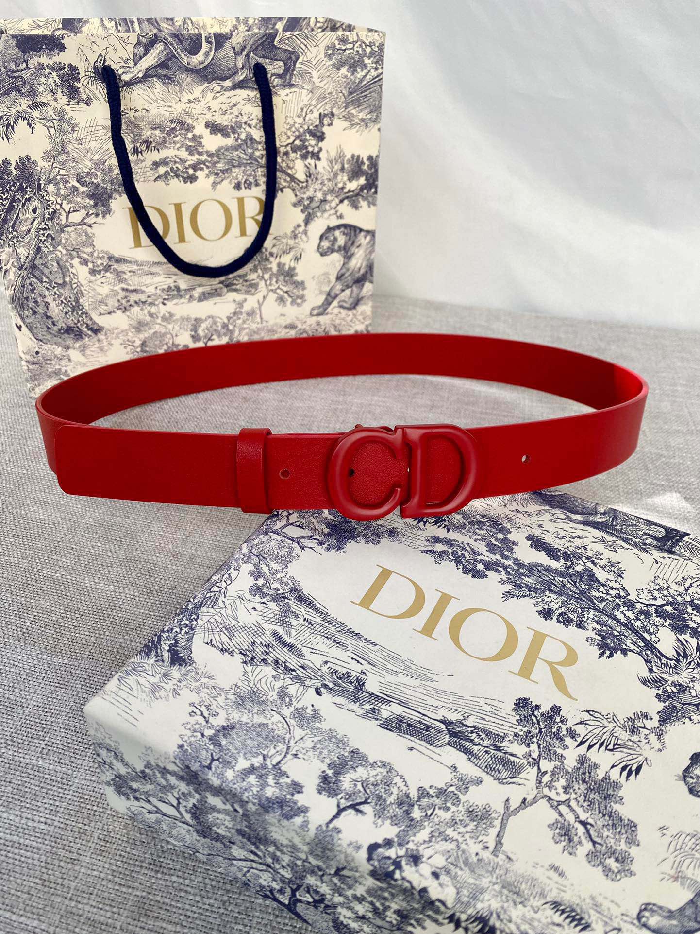 Original ancho 3.0 cm Dior (Dior) cuerpo de cinta sin costuras de moda / cinturón de cuero de becerro Saddle. Logotipo …