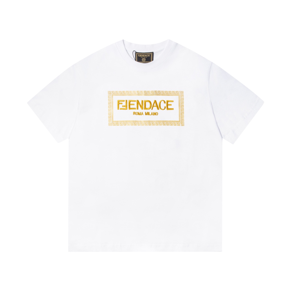 FEND/芬迪 FD X Versace 22SS edición conjunta, camiseta de manga corta con bordado dorado en el frente y la espa…